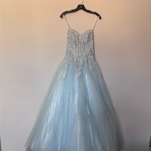 Elegant Light Blue Maxi Dress